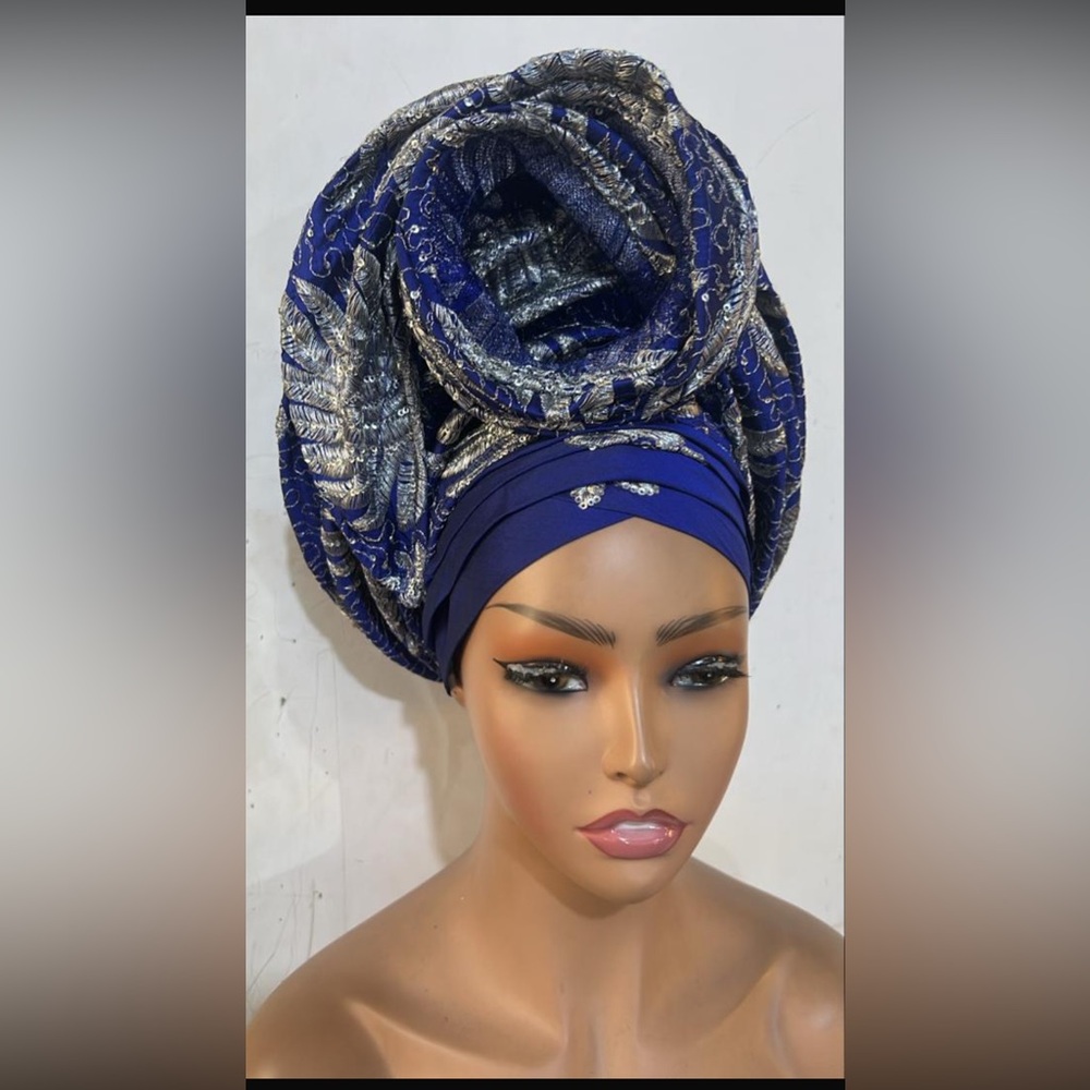 Blue and Silver Headwrap